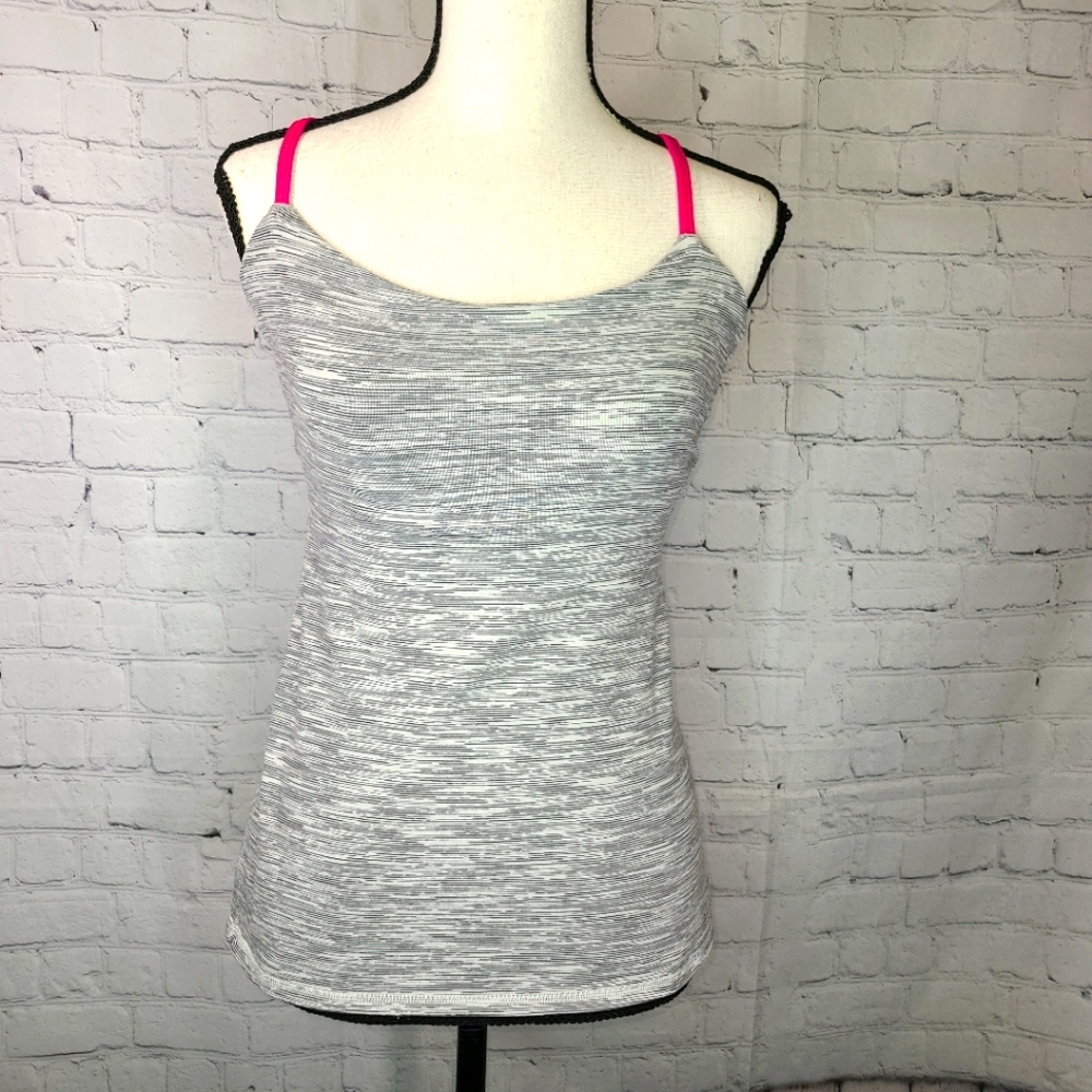 LULULEMON Womens Yoga Workout DANCING WARRIOR TANK TOP Grey/Pink Size 4